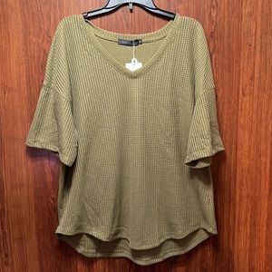 MEROKEETY, OLIVE GREEN SHORT SLEEVE TOP, Sz XL, NWT